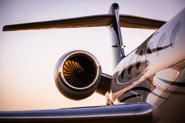 Private jet ready for departure with finances managed seamlessly by Plumb Bill Pay
